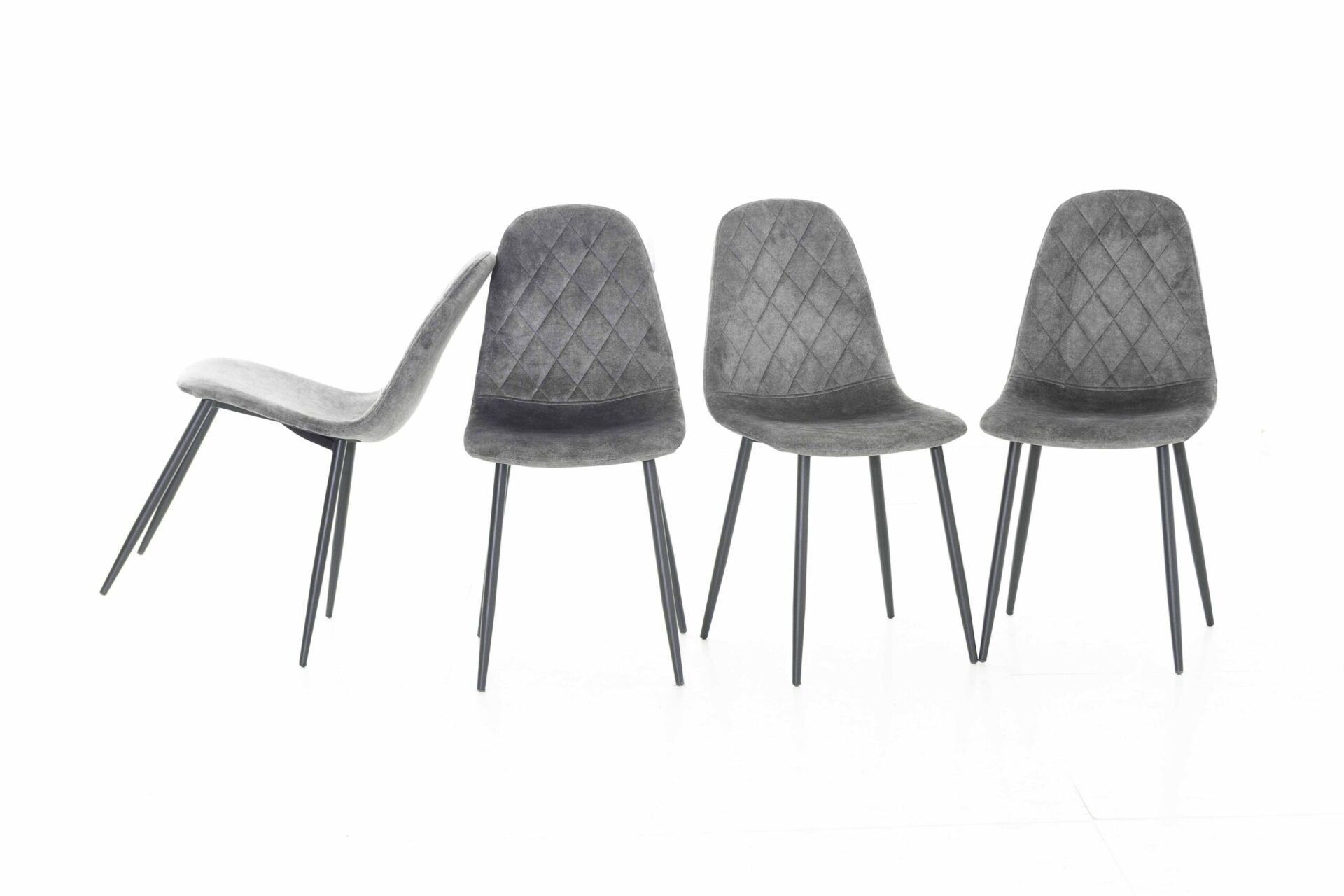 Pack 4 Sillas Comedor de Tela Gris con Patas de Metal ARUCA, Silla de Cocina Nordica