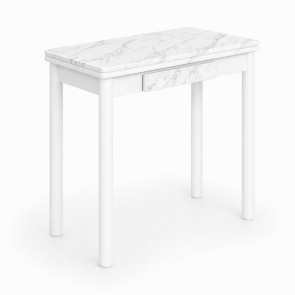 Mesa con cajón ÁGORA blanca – mármol
