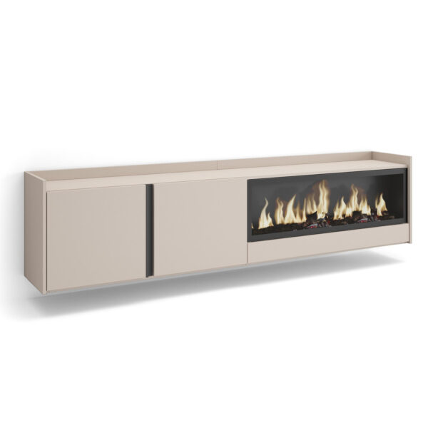 Mueble TV con chimenea VELIA beige
